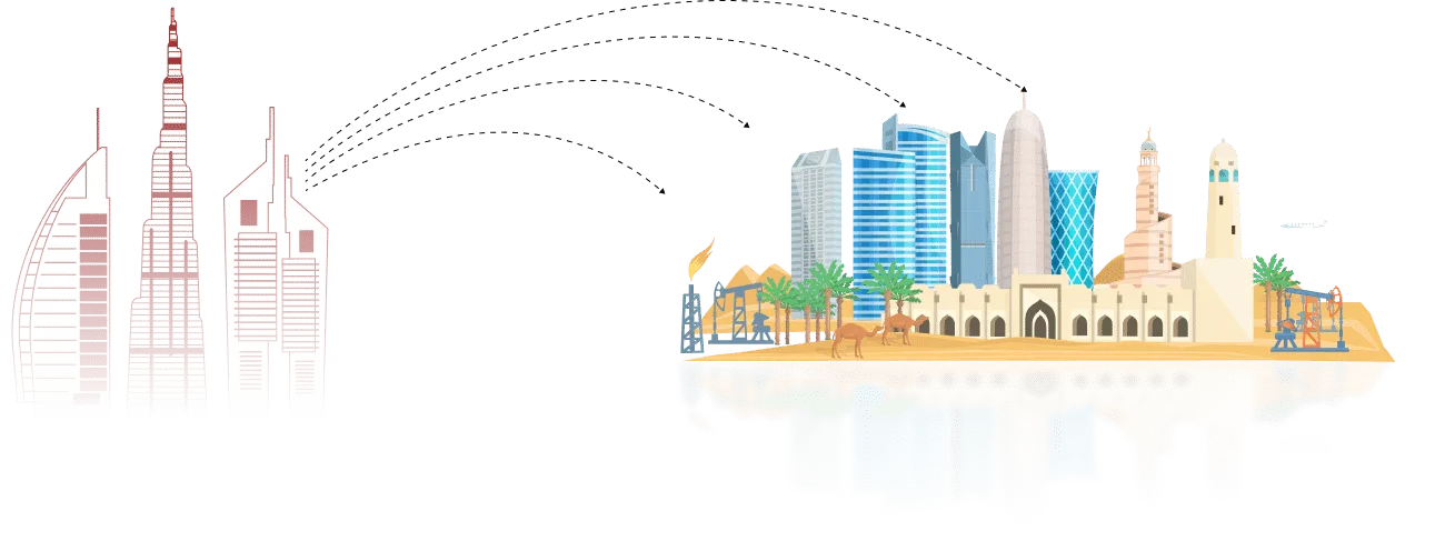 Dubai to Qatar moving route - E House Movers cross-border road freight
