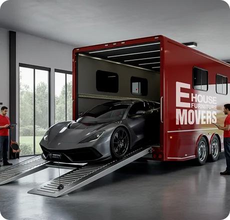 Luxury and classic vehicle prepared for enclosed transport