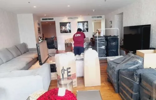 Corporate office furniture being relocated