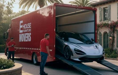Vehicle loaded onto a specialised carrier