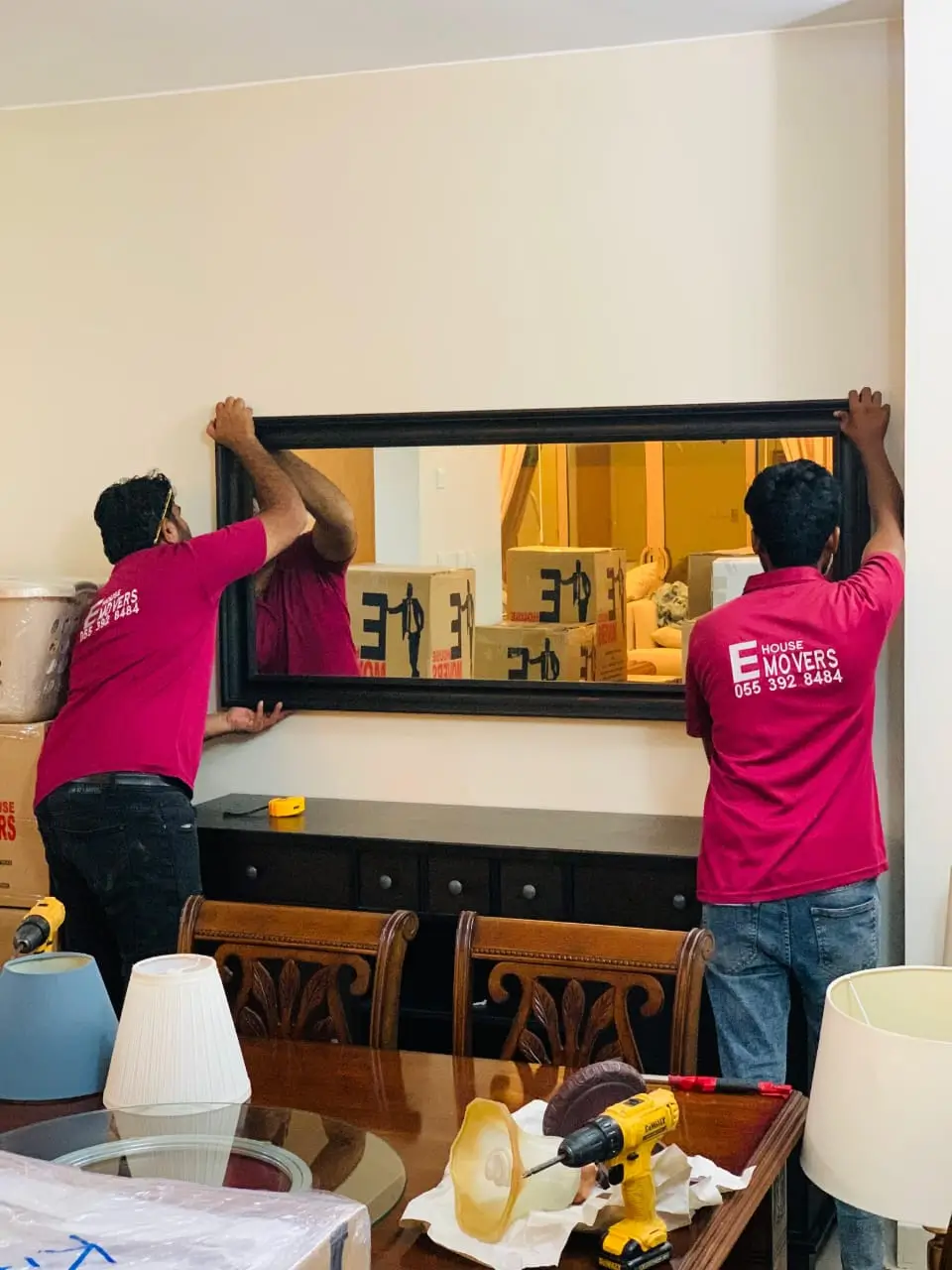 Villa movers handling oversized furniture and garden items in Al Quoz