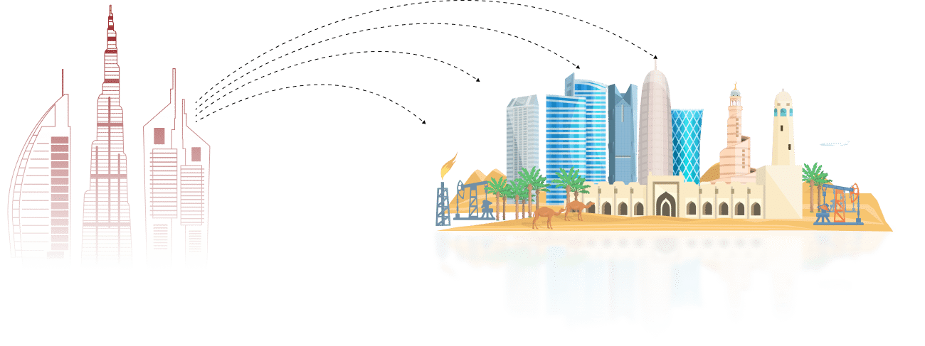 Dubai to Qatar moving route - E House movers cross-border road cargo