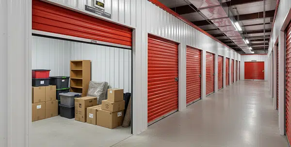 Broad corridors and trolleys inside the storage facility