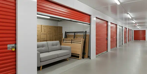 Covered storage space for boats and yachts near the marina