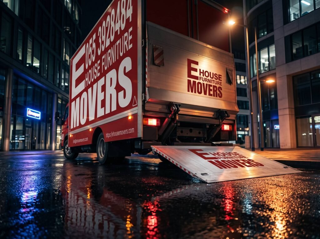 ehouse movers truck loading office items-min